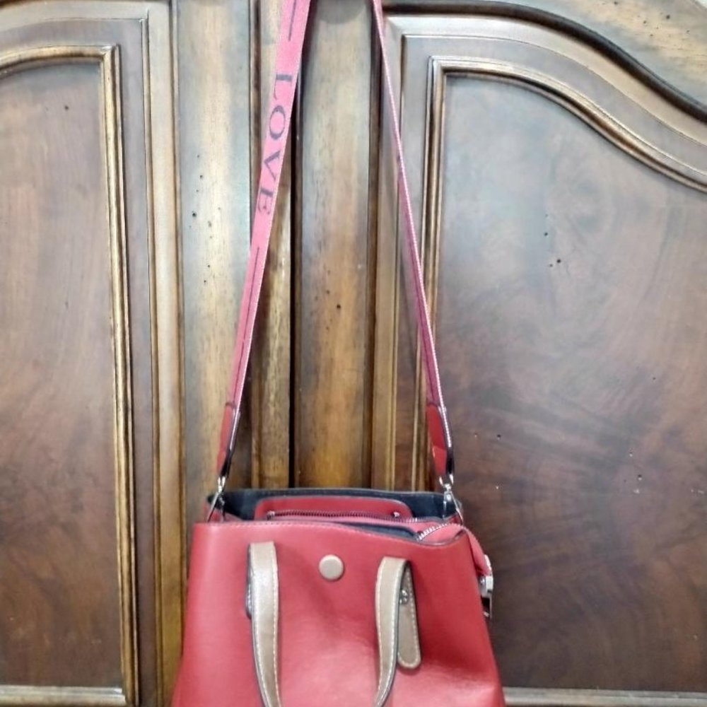 Red Faux Leather purse